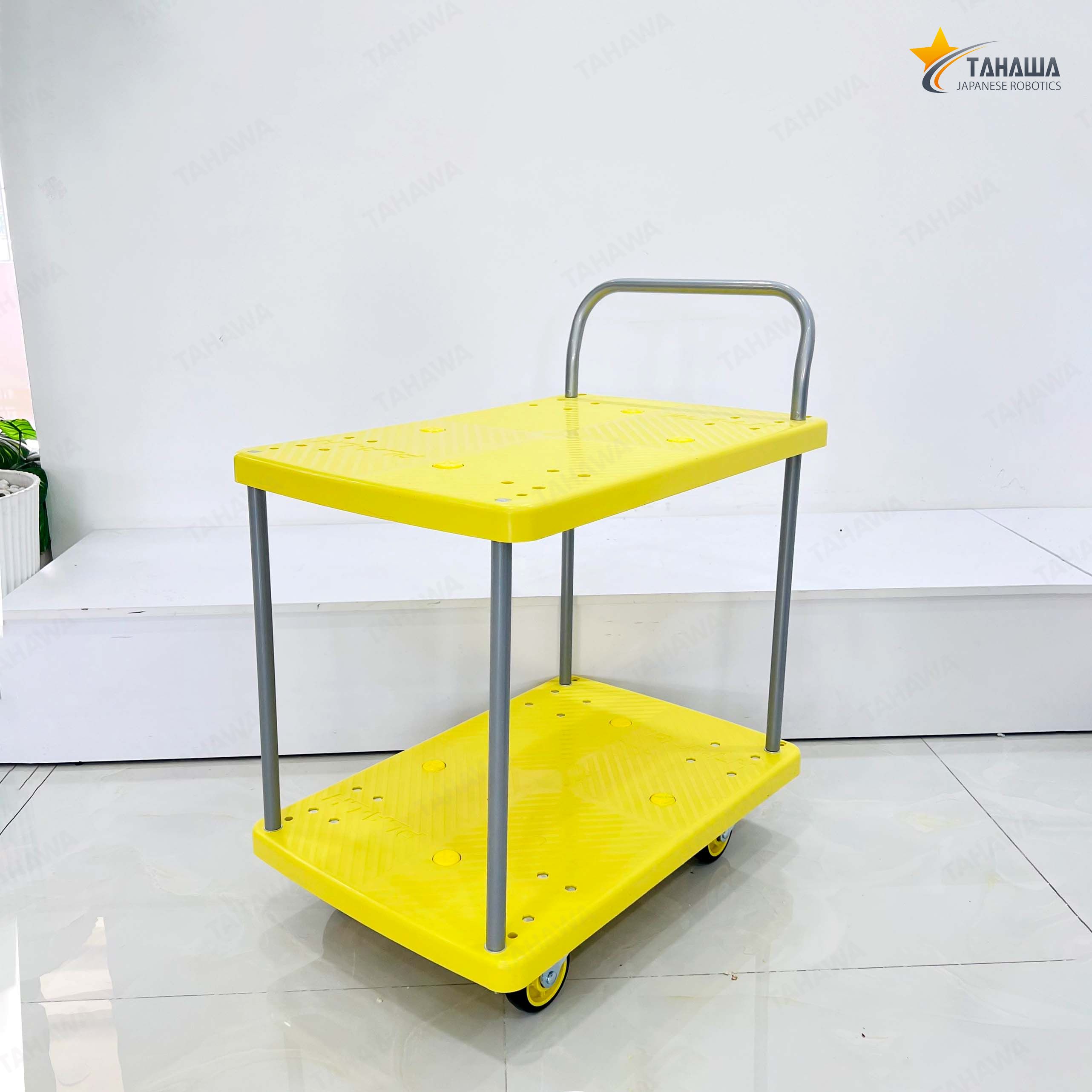 Xe đẩy hàng sàn nhựa TAHAWA 170-T2, có 2 tầng Xe đẩy hàng sàn nhựa TAHAWA 170-T2, có 2 tầng