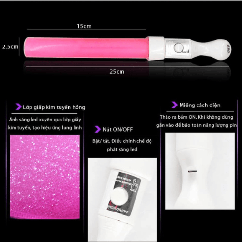 Gậy cổ vũ LED kim tuyến hồng Gậy cổ vũ LED kim tuyến hồng