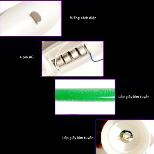 Gậy cổ vũ LED kim tuyến xanh lá Gậy cổ vũ LED kim tuyến xanh lá