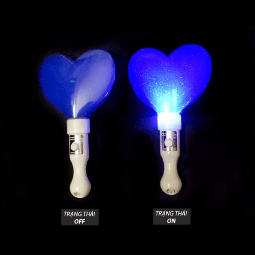 Gậy LED trái tim kim tuyến xanh dương Gậy LED trái tim kim tuyến xanh dương