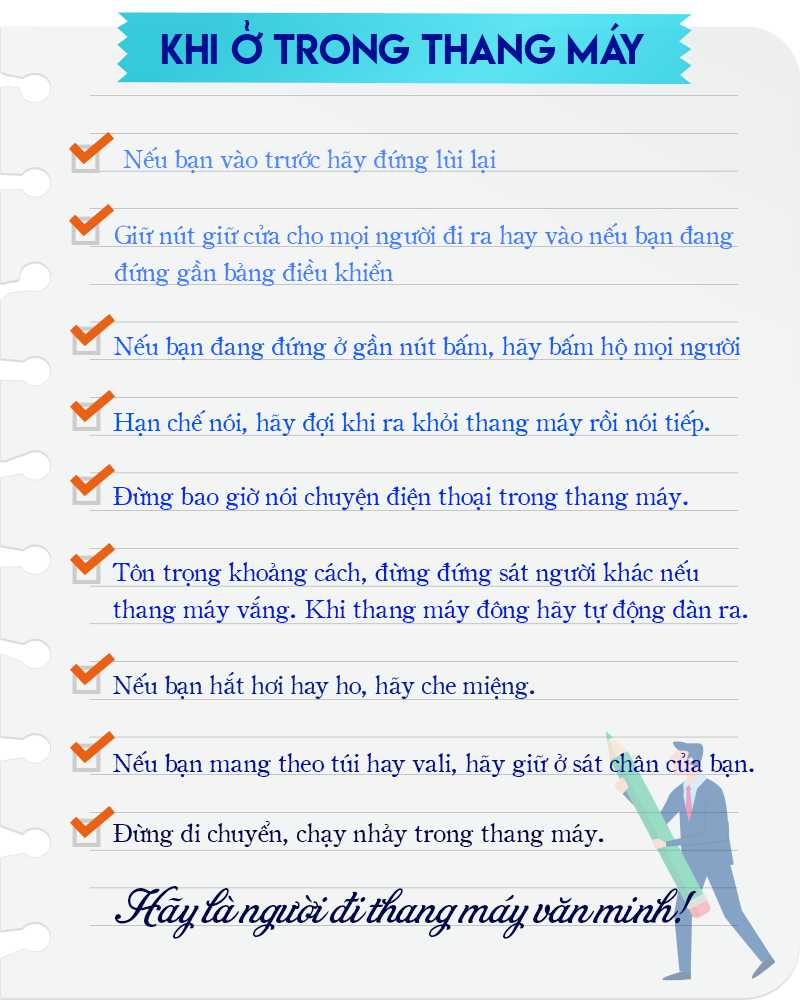 Văn hoá ứng xử khi đi Thang Máy