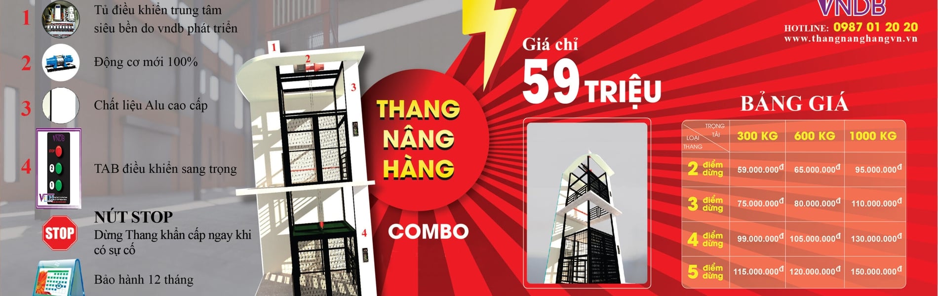 Thang nâng tải hàng gia đình giá rẻ