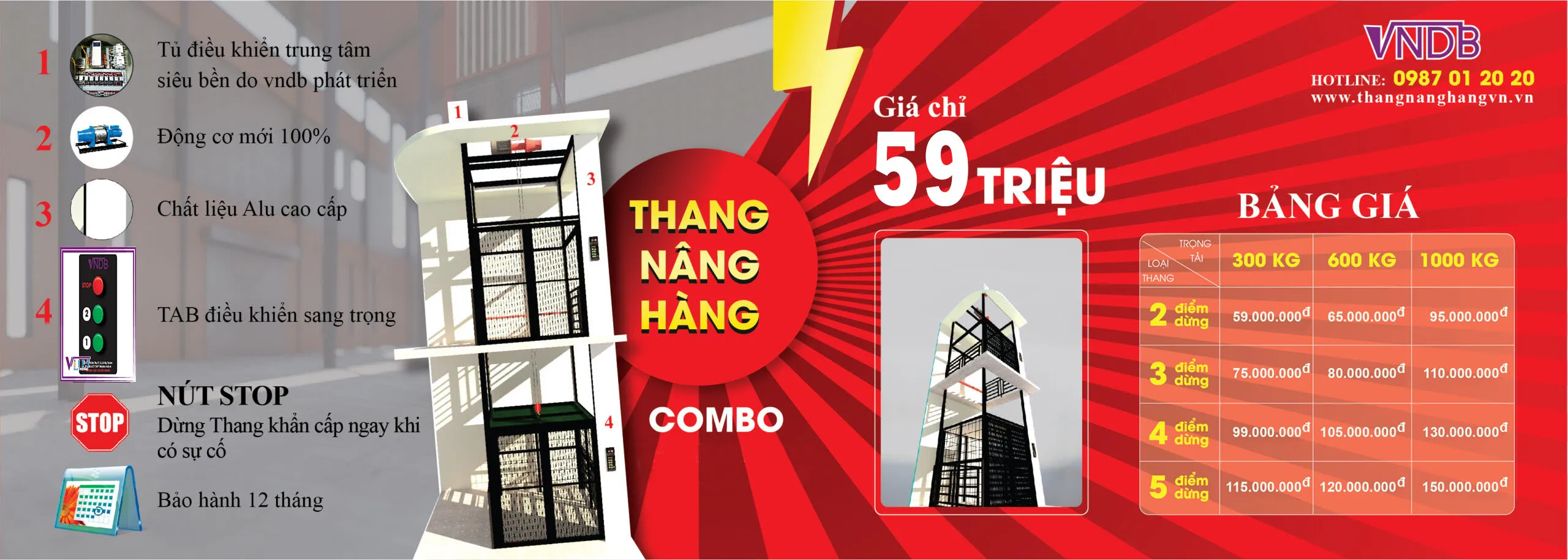 Thang nâng tải hàng gia đình giá rẻ