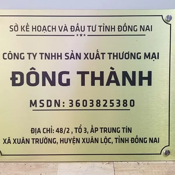 Biển Công Ty Bằng Đồng tại Thái Bình