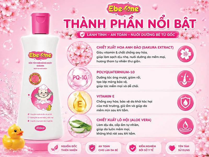 Thành Phần Nổi Bật Sữa Tắm Gội cho Bé Sakura Thành Phần Nổi Bật Sữa Tắm Gội cho Bé Sakura