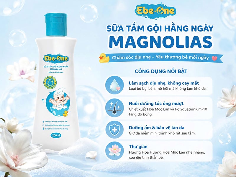 Công Dụng Nổi Bật Sữa Tắm Gội Hằng Ngày Magnolias Cho Bé Công Dụng Nổi Bật Sữa Tắm Gội Hằng Ngày Magnolias Cho Bé
