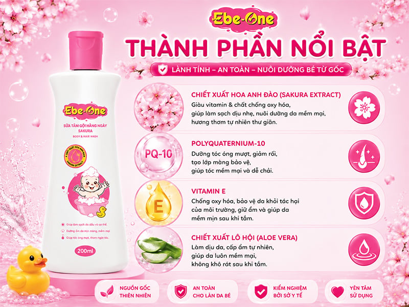 Thành Phần Nổi Bật Sữa Tắm Gội cho Bé Sakura Thành Phần Nổi Bật Sữa Tắm Gội cho Bé Sakura