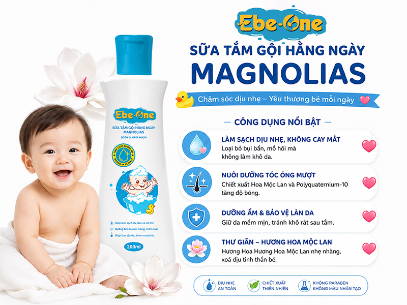 Công Dụng Nổi Bật Sữa Tắm Gội Hằng Ngày Magnolias Cho Bé Công Dụng Nổi Bật Sữa Tắm Gội Hằng Ngày Magnolias Cho Bé