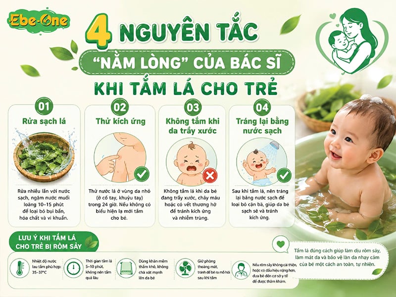 4 Nguyên tắc nằm lòng của bác sĩ khi tắm lá cho trẻ 4 Nguyên tắc nằm lòng của bác sĩ khi tắm lá cho trẻ