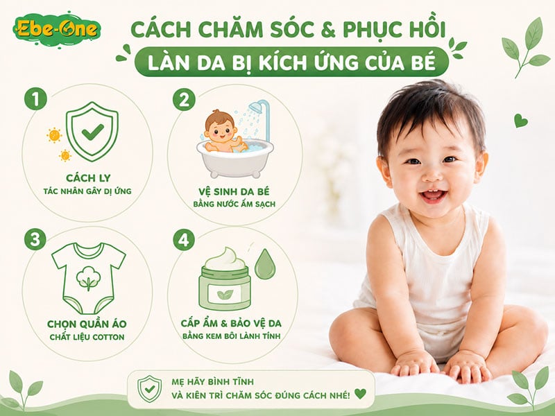 Cách chăm sóc và phục hồi làn da bị kích ứng của bé tại nhà Cách chăm sóc và phục hồi làn da bị kích ứng của bé tại nhà