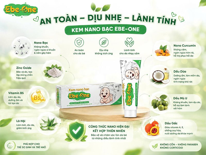 Kem Nano Bạc Ebe-One kháng khuẩn, tái tạo da, mờ thâm sẹo Kem Nano Bạc Ebe-One kháng khuẩn, tái tạo da, mờ thâm sẹo