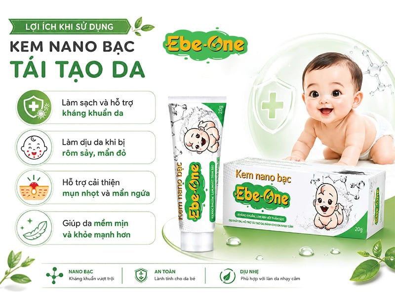 Lợi Ích Sử Dụng Kem Nano Bạc Ebe-One Tái Tạo Da, Kháng Khuẩn, Mờ Thâm Sẹo Lợi Ích Sử Dụng Kem Nano Bạc Ebe-One Tái Tạo Da, Kháng Khuẩn, Mờ Thâm Sẹo