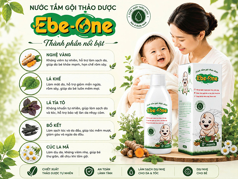 Nước Tắm Thảo Dược Cho Bé Ebe One Được Chiết Xuất Từ Thảo Dược Thiên Nhiên Nước Tắm Thảo Dược Cho Bé Ebe One Được Chiết Xuất Từ Thảo Dược Thiên Nhiên