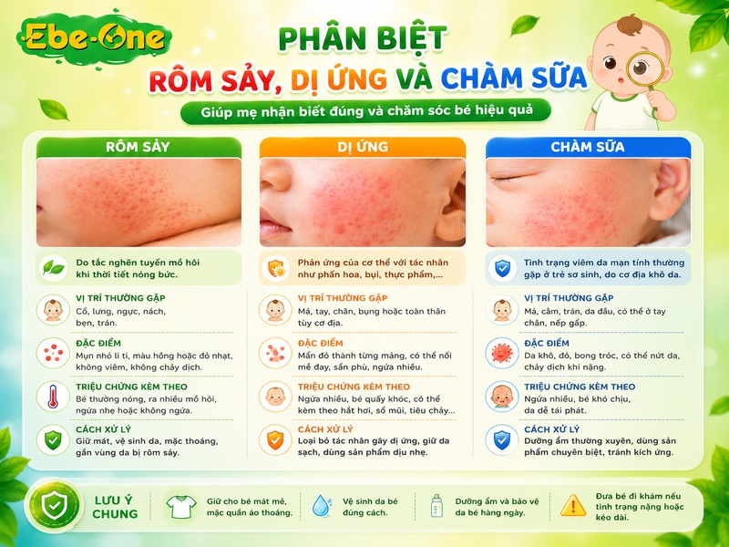 Phân Biệt Rôm Sảy, Dị Ứng Và Chàm Sữa Ở Trẻ Sơ Sinh Phân Biệt Rôm Sảy, Dị Ứng Và Chàm Sữa Ở Trẻ Sơ Sinh