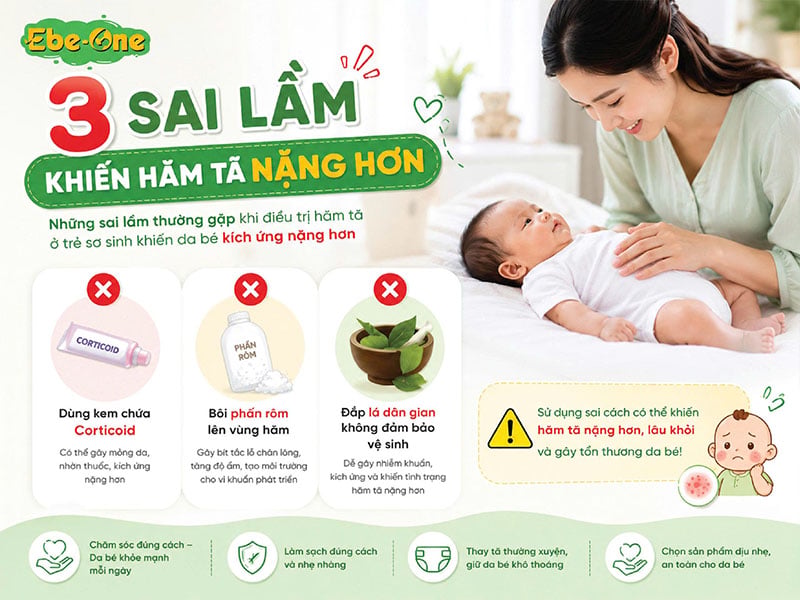 Sai lầm bôi kem hay tả cho bé Những Sai Lầm Thường Gặp Khi Điều Trị Hăm Tã Ở Trẻ Sơ Sinh Khiến Da Bé Kích Ứng Nặng Hơn