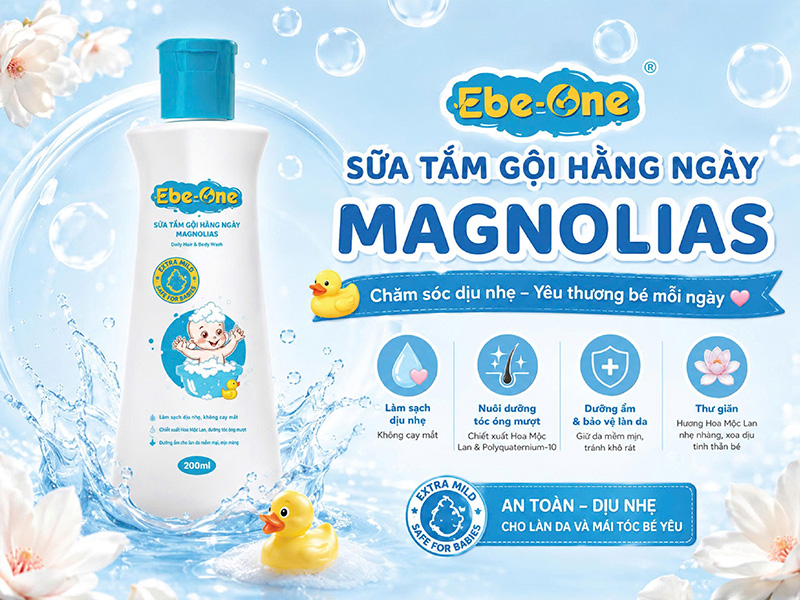 Sữa Tắm Gội Hàng Ngày Magnolias EbeOne – Dịu nhẹ làn da, thơm mượt mái tóc Sữa Tắm Gội Hàng Ngày Magnolias EbeOne – Dịu nhẹ làn da, thơm mượt mái tóc