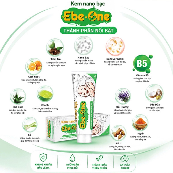 Kem Nano Bạc Ebe-One kháng khuẩn, tái tạo da, mờ thâm sẹo