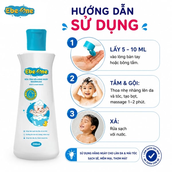 Sữa Tắm Gội Hàng Ngày Magnolias Ebe-One – Dịu nhẹ làn da, thơm mượt mái tóc