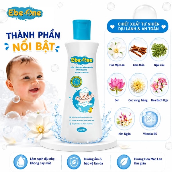 Sữa Tắm Gội Hàng Ngày Magnolias Ebe-One – Dịu nhẹ làn da, thơm mượt mái tóc