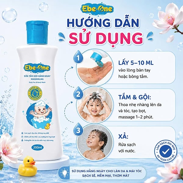 Sữa Tắm Gội Hàng Ngày Magnolias Ebe-One – Dịu nhẹ làn da, thơm mượt mái tóc