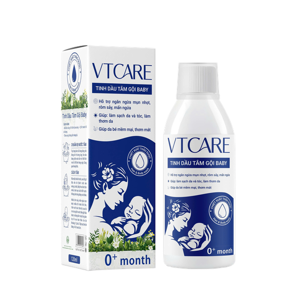 Tinh dầu tắm gội Baby VTCARE - Sạch mát ngăn ngừa rôm sảy, mụn nhọt, mẩn ngứa