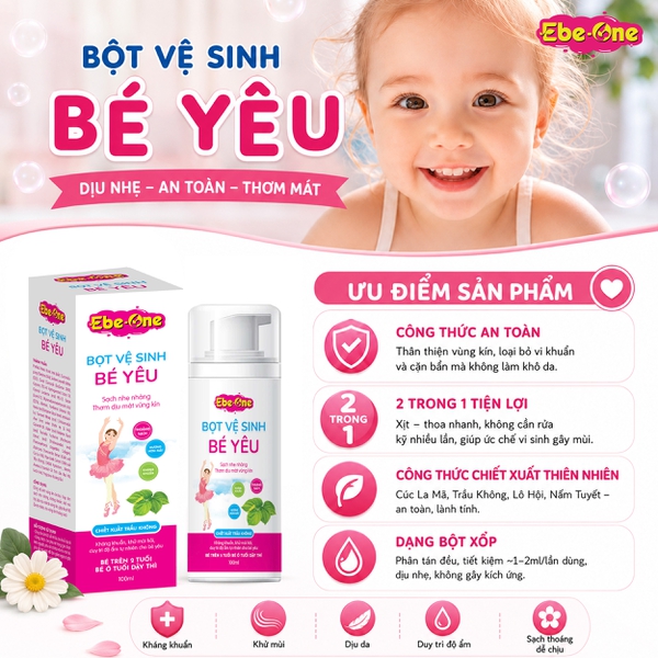 Bọt Vệ Sinh Bé Yêu Ebe-One - Dịu Nhẹ Tự Nhiên, An Toàn Tuyệt Đối