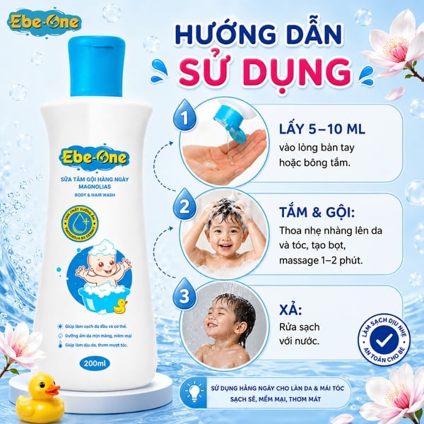 Sữa Tắm Gội Hàng Ngày Magnolias Ebe-One – Dịu nhẹ làn da, thơm mượt mái tóc