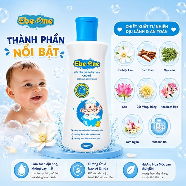 Sữa Tắm Gội Hàng Ngày Magnolias Ebe-One – Dịu nhẹ làn da, thơm mượt mái tóc