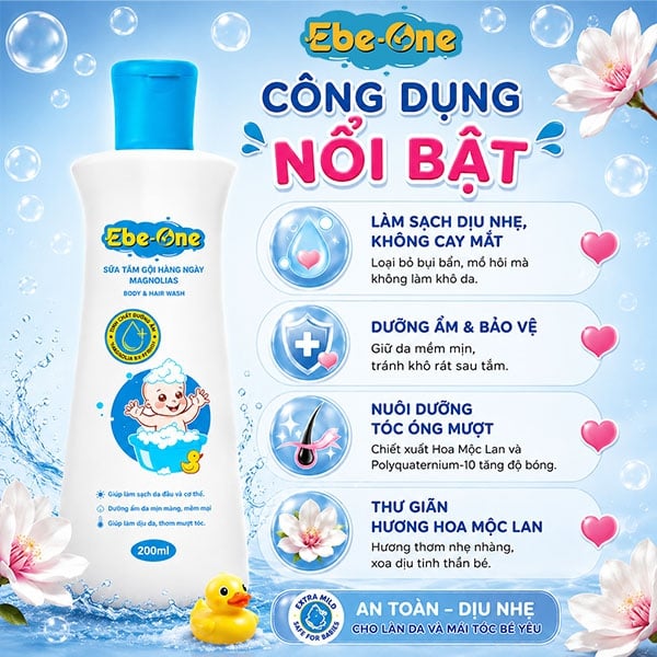 Sữa Tắm Gội Hàng Ngày Magnolias Ebe-One – Dịu nhẹ làn da, thơm mượt mái tóc