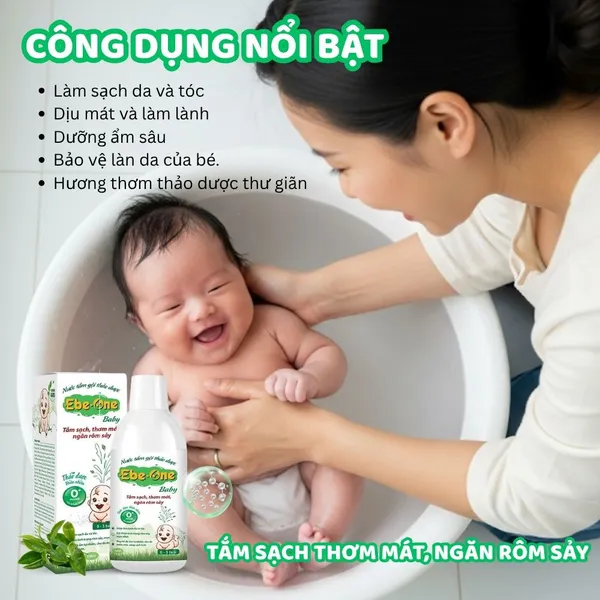 Nước Tắm Gội Thảo Dược Ebe-One tắm sạch, thơm mát, ngăn rôm sảy