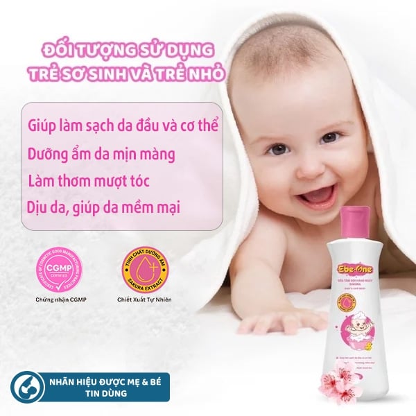 Sữa Tắm Gội Hàng Ngày Sakura Ebe-One - Làm sạch nhẹ nhàng, giữ ẩm tự nhiên, thơm tóc bé yêu!