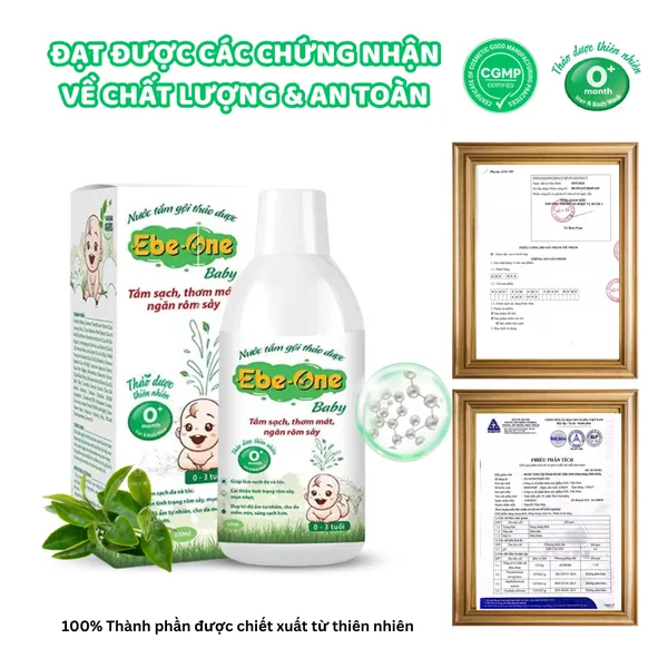 Nước Tắm Gội Thảo Dược Ebe-One tắm sạch, thơm mát, ngăn rôm sảy