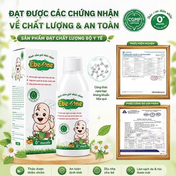 Nước Tắm Gội Thảo Dược Ebe-One tắm sạch, thơm mát, ngăn rôm sảy