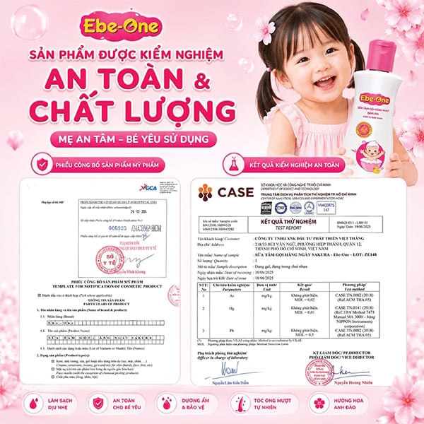 Sữa Tắm Gội Hàng Ngày Sakura Ebe-One - Làm sạch nhẹ nhàng, giữ ẩm tự nhiên, thơm tóc bé yêu!
