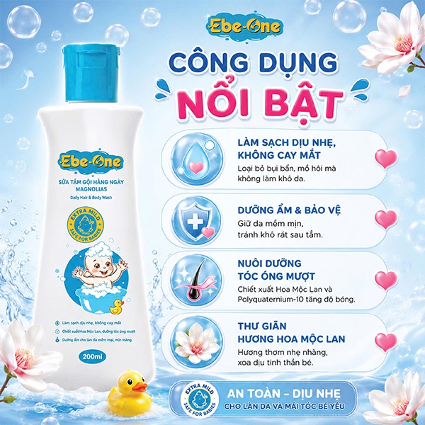 Sữa Tắm Gội Hàng Ngày Magnolias Ebe-One – Dịu nhẹ làn da, thơm mượt mái tóc