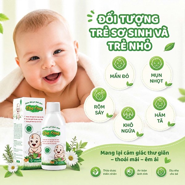 Nước Tắm Gội Thảo Dược Ebe-One tắm sạch, thơm mát, ngăn rôm sảy