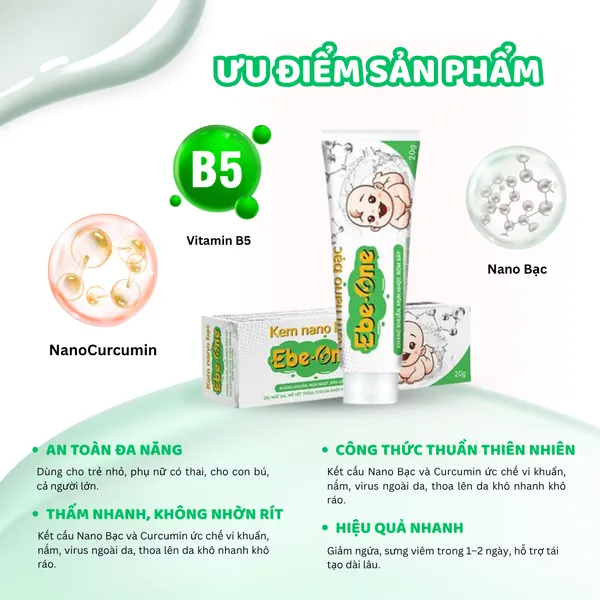 Kem Nano Bạc Ebe-One kháng khuẩn, tái tạo da, mờ thâm sẹo