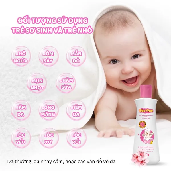 Sữa Tắm Gội Hàng Ngày Sakura Ebe-One - Làm sạch nhẹ nhàng, giữ ẩm tự nhiên, thơm tóc bé yêu!