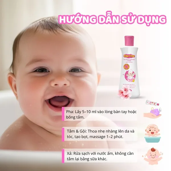 Sữa Tắm Gội Hàng Ngày Sakura Ebe-One - Làm sạch nhẹ nhàng, giữ ẩm tự nhiên, thơm tóc bé yêu!
