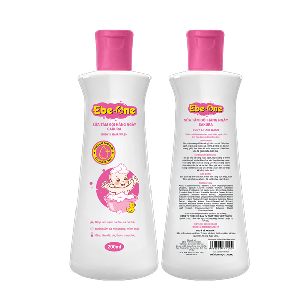 Sữa Tắm Gội Hàng Ngày Sakura Ebe-One - Làm sạch nhẹ nhàng, giữ ẩm tự nhiên, thơm tóc bé yêu!