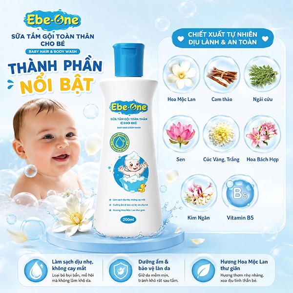 Sữa Tắm Gội Hàng Ngày Magnolias Ebe-One – Dịu nhẹ làn da, thơm mượt mái tóc