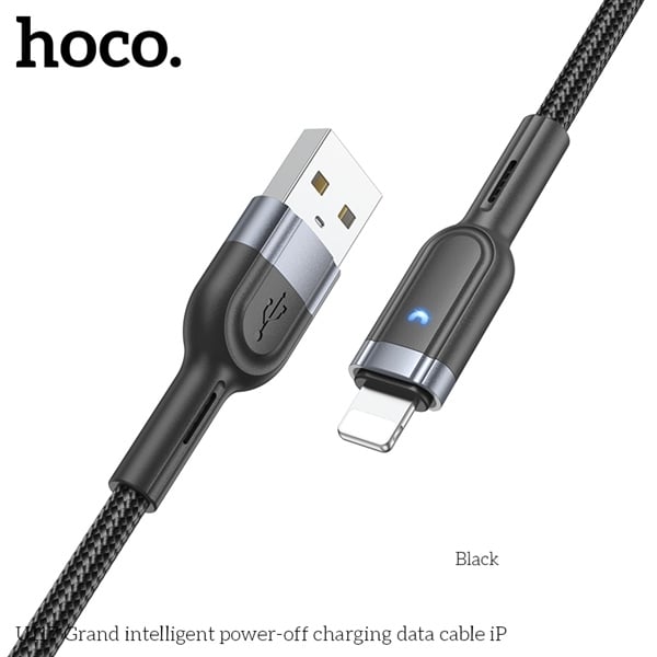 Cáp sạc nhanh Hoco U117 USB to IP bọc dù siêu bền chống rối chính hãng _spU117IPDen 