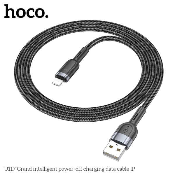 Cáp sạc nhanh Hoco U117 USB to IP bọc dù siêu bền chống rối chính hãng _spU117IPDen 