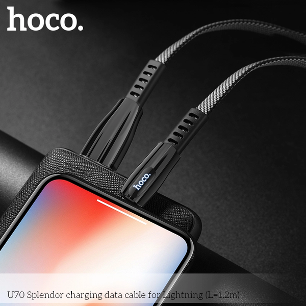 Dây sạc hoco u70 chính hãng bọc dù chống gập gãy hỗ trợ truyền dữ liệu _spHocoU70
