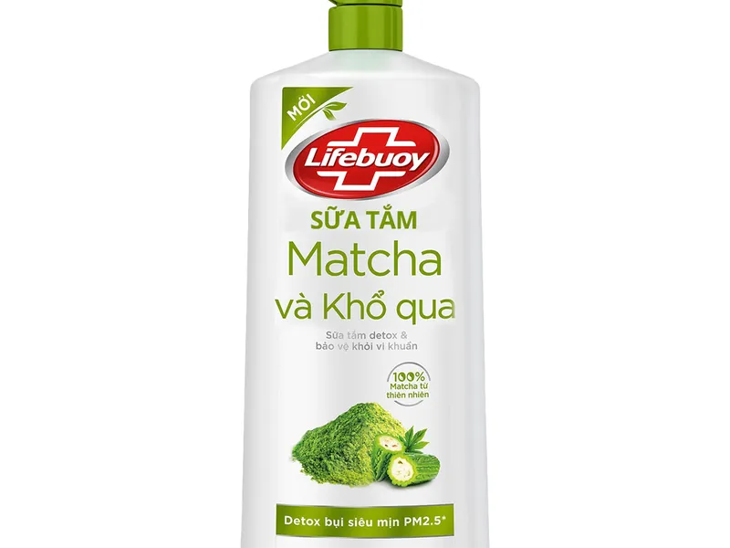 Sữa tắm Detox và bảo vệ khỏi vi khuẩn Lifebuoy - Matcha và Khổ Qua (Chai 800g)