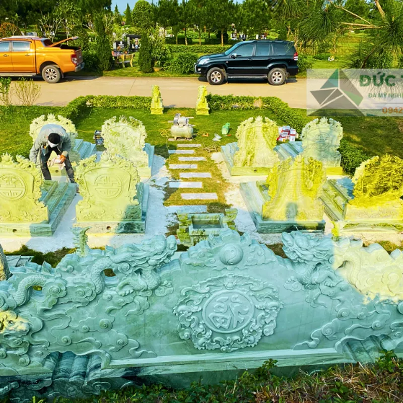 Bức án thư - bàn lễ đá ngọc Serpentin cao cấp - Đá mỹ nghệ Đức Trung