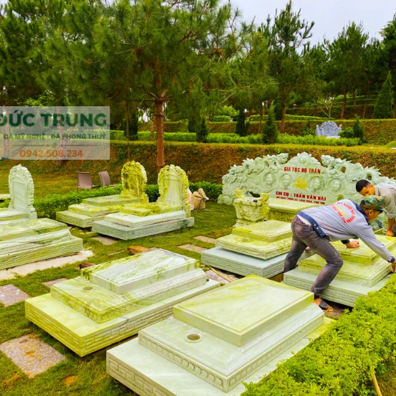 Bức án thư - bàn lễ đá ngọc Serpentin cao cấp - Đá mỹ nghệ Đức Trung