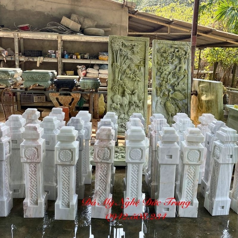 Lan Can Đá Trắng Sứ Lầu Trà Hiện Đại – Tinh Hoa Không Gian Tĩnh Tại