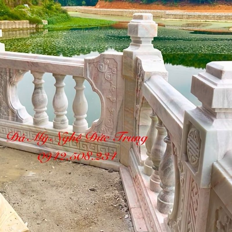 Lan Can Đá Trắng Sứ Lầu Trà Hiện Đại – Tinh Hoa Không Gian Tĩnh Tại