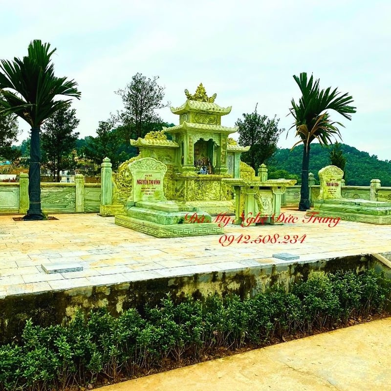 Lăng Thờ Đá Ngọc Serpentine Nguyên Khối Cao Cấp – Long Đình Đá Phong Thuỷ Hiện Đại